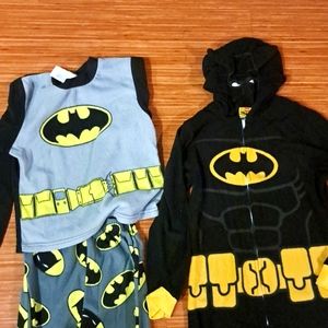 SET OF 2 BATMAN FLEECE PAJAMAS 10-12 LEGO BATMAN hood